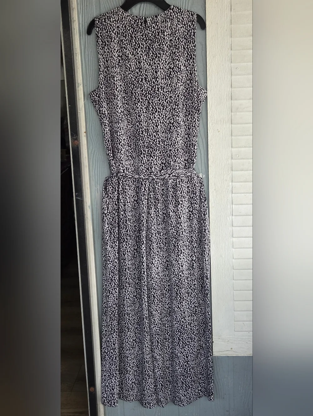 Michael Kors Black & White Sleeveless Wide-Leg Belted Jumpsuit